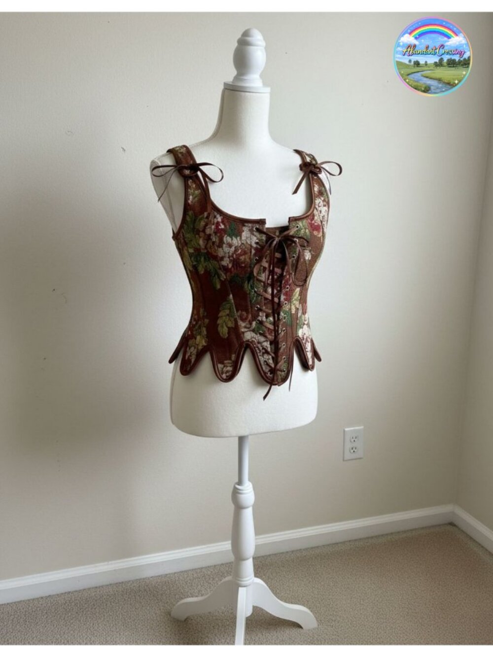 Floral Corset Top Victorian Bustier Corset Bodice Ren Faire Costume